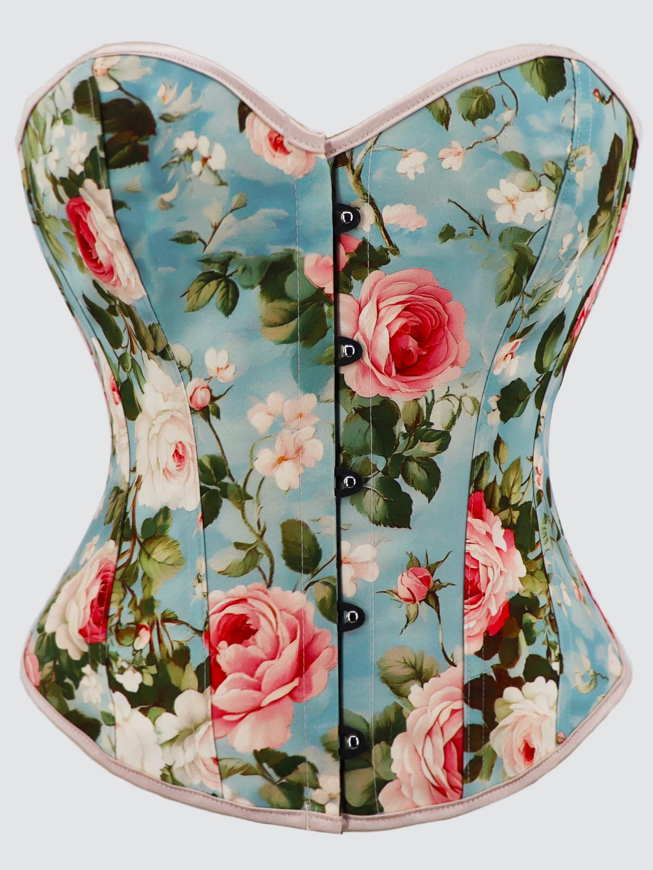 Korsett-Top mit Blumenmuster für Damen, Gothic-Bustier, Overbust-Top, Bauchkontrolle, Schnürung, Vintage, elegant, Halloween, Bühnenshow, Alltag