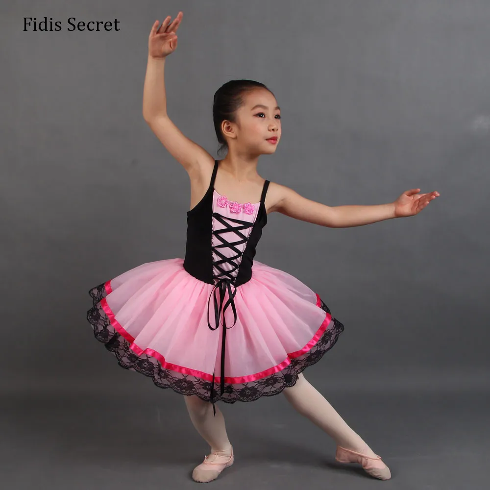 White/Pink/Blue Peasant Tutu Dress Girls Ballet Dance Skirt Kids Stage Performance Show Costumes Ballerina Competition Clothes