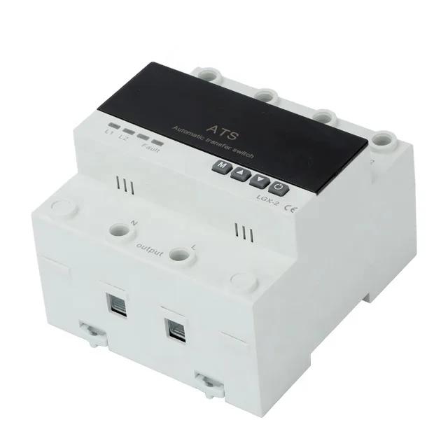 Dual Power 2P 63A Adjustable Automatic Over Under Voltage  Protection Phase Selector ATS Transfer Switch