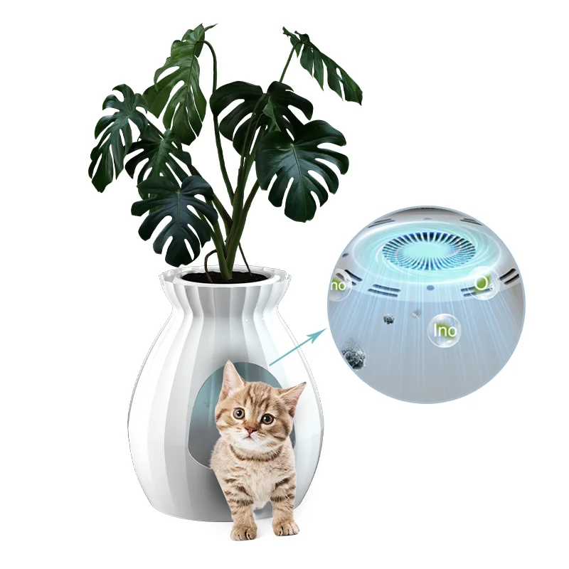 

Hidden Smart Cat Potty Automatic Box Plant Self Cleaning Furniture For Small Large Animal