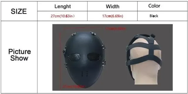 Tactical protective mask, outdoor breathable mesh full face mask, cycling sports full face mask