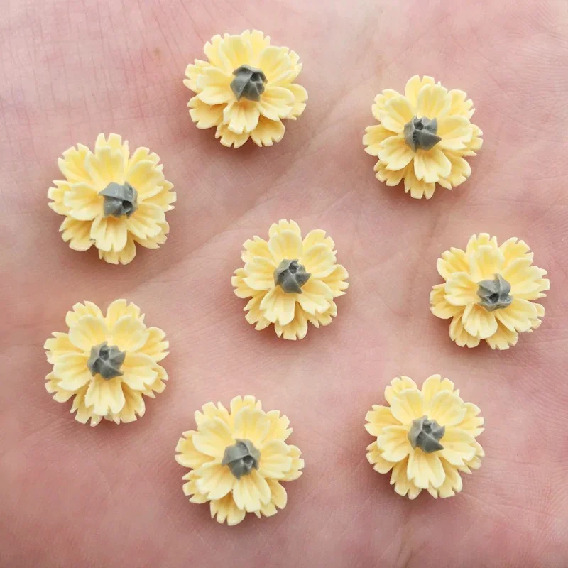 New 60pcs Resin 12mm Colorful 3D Flower Flatback Stone Scrapbook Wedding DIY Ornaments Applique Crafts G42