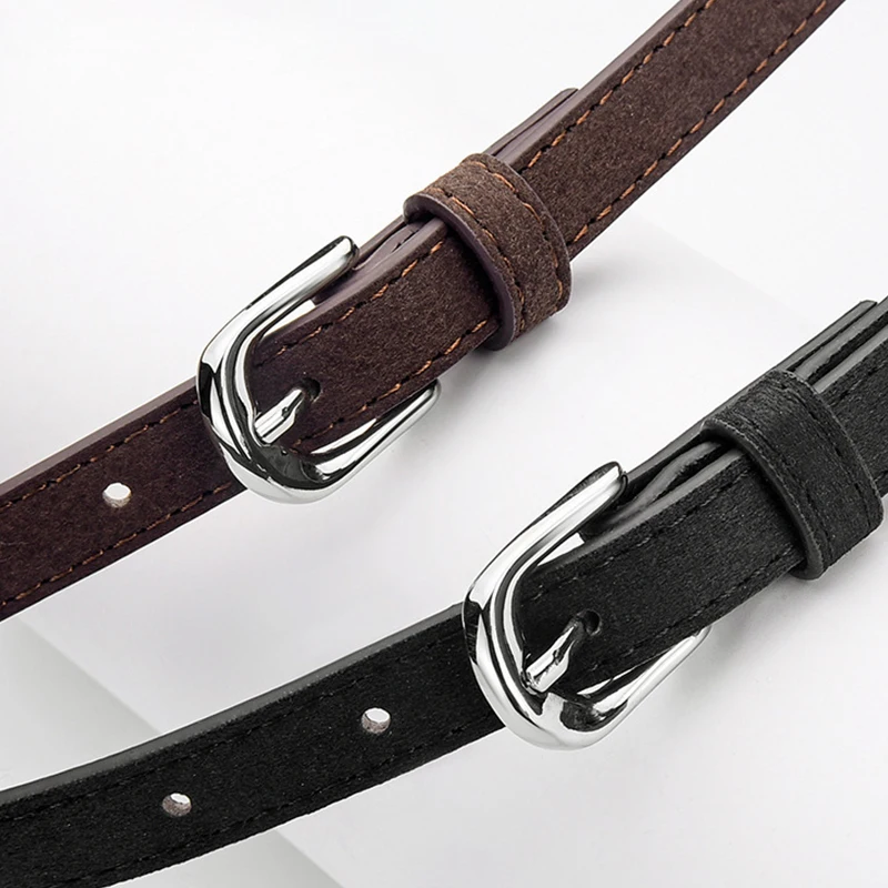 تصميم بسيط للنساء حزام رفيع موضة عادية تنوعا الجينز اكسسوارات حزام من جلد الغزال بولي Leather الجلود دبوس مشبك حزام الخصر
