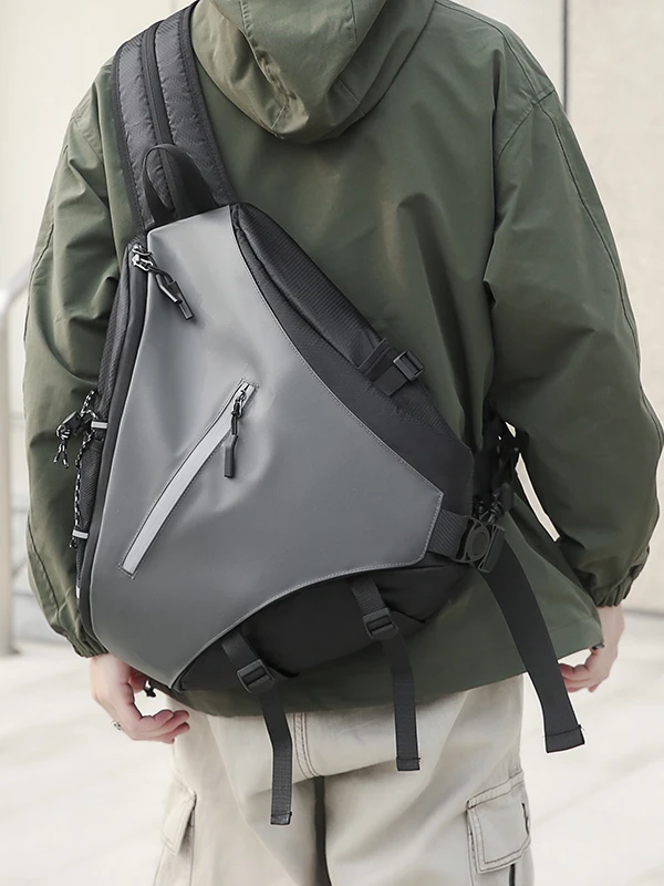 

Модная мужская сумка через плечо, уличная велосипедная спецодежда, нагрудная сумка, сумка на одно плечо, повседневная ткань из бычьей ткани, застежка-молния, чистый цвет