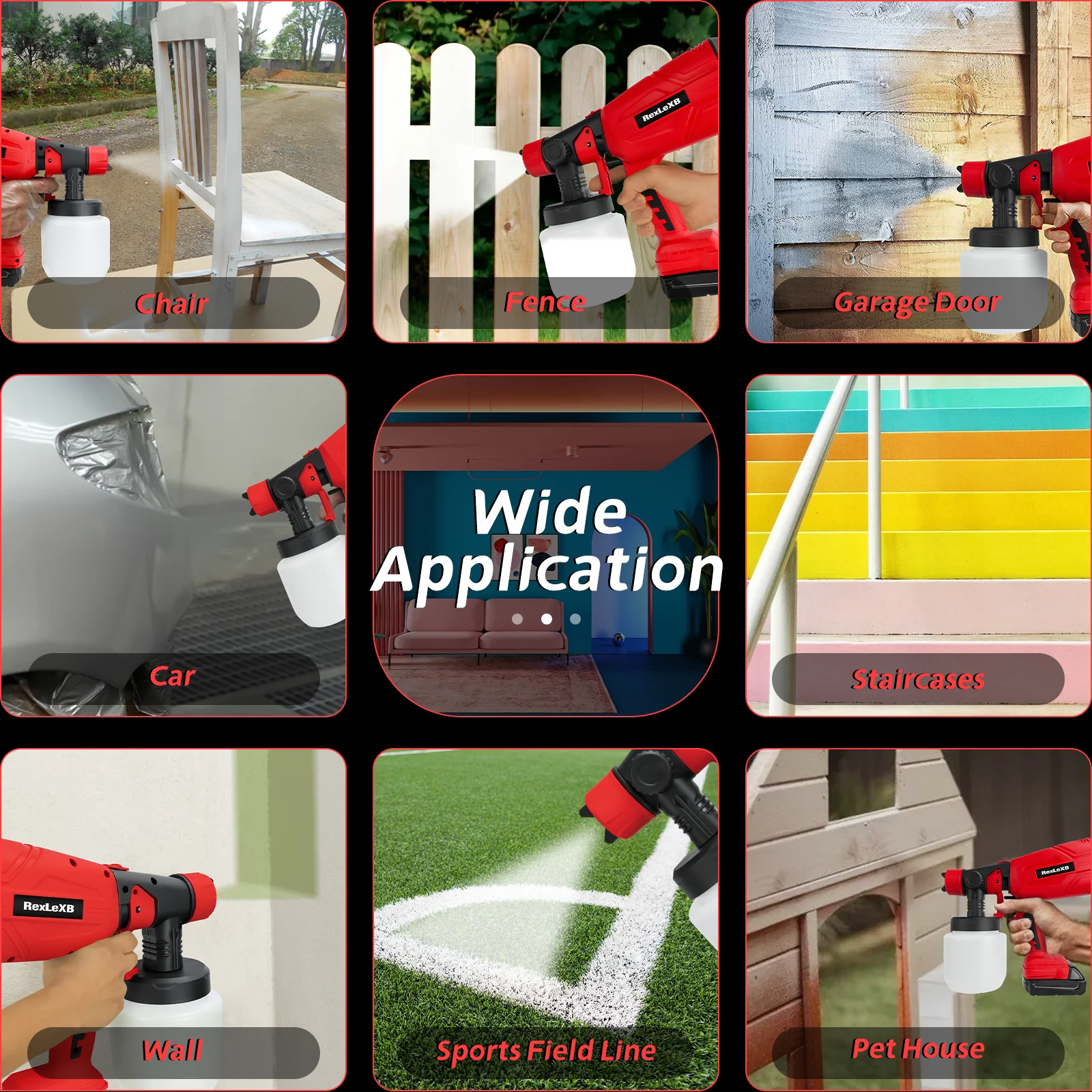 ミルウォーキー用コードレスハンドヘルド電気ペイントスプレーガン,200W,18vバッテリー,hvlp,3つの銅ノズル,バッテリーなし