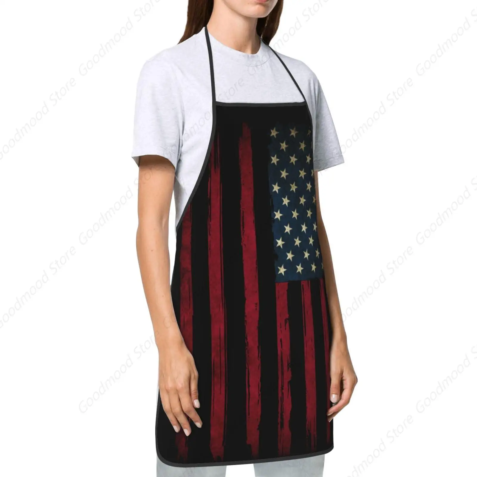 

Funny Apron Chef-Vintage America American Flag 3 Kitchen Cooking Apron Bib,Baking Gardening Home Durable