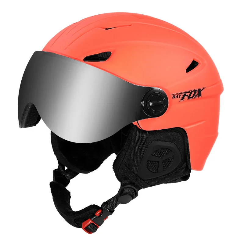 

wholesale price ski helmet with goggles for adult orange color ski helmet with visor