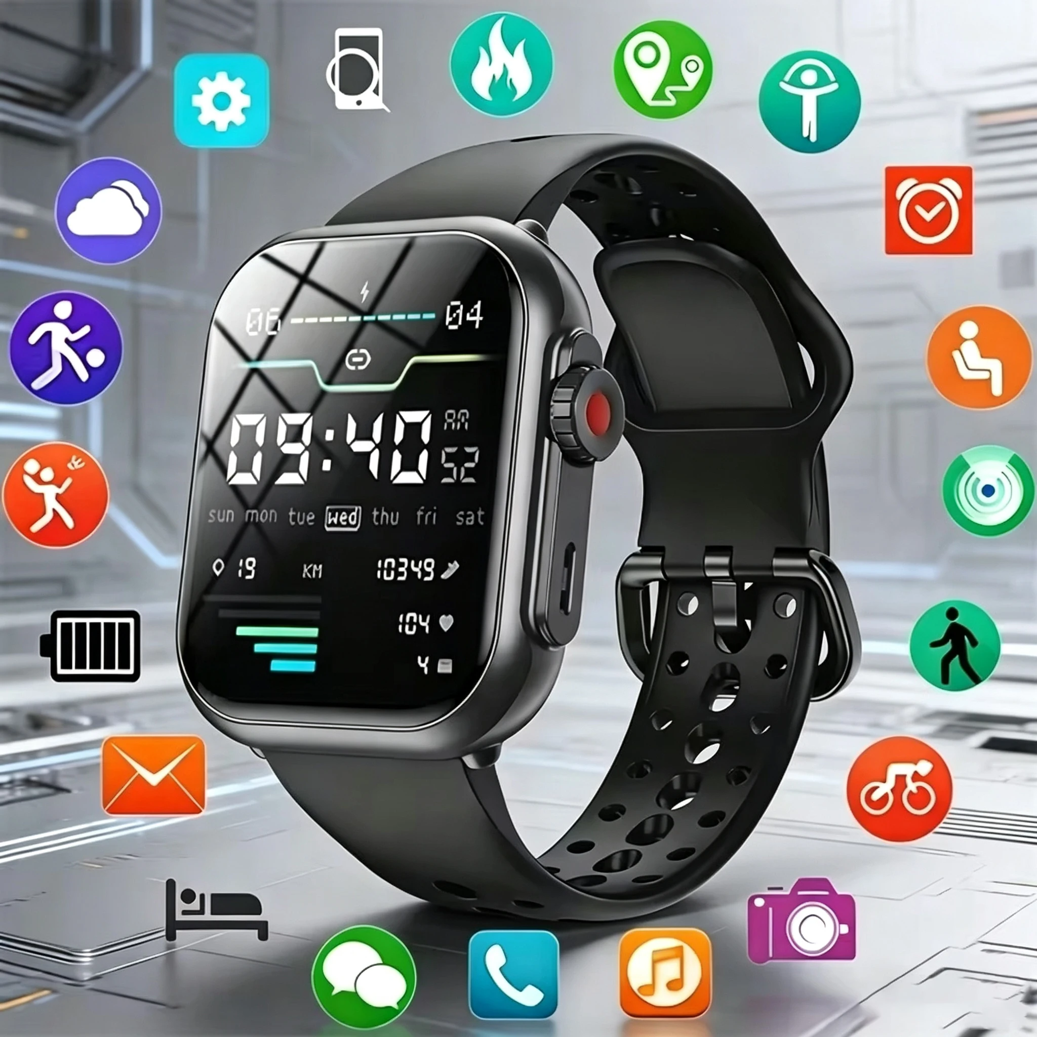 Nouvelle montre connectée 2026 1000 mAh pour hommes et femmes, écran tactile AMOLED HD de 1,85 pouce, sport, étanche IP68, appels Bluetooth, montre intelligente pour homme