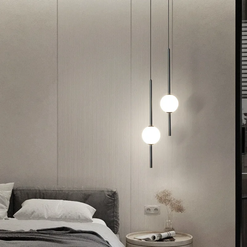 Modern Led Acrylic Long Pendant Light for Bedroom Bedside Hanging Lamp Lustre Home Decoration Lighting Fixture Double Bathroom