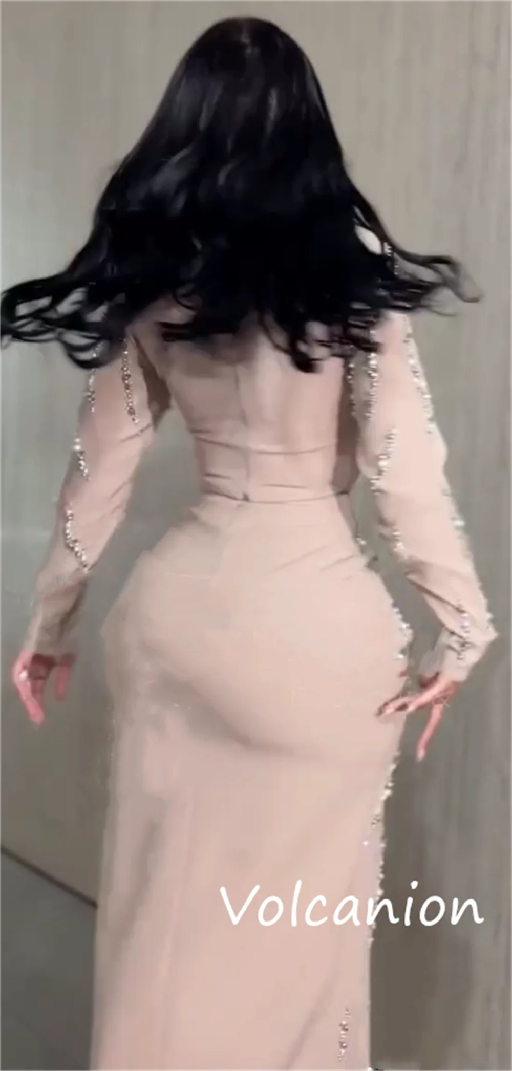 Abiti lunghi con scollo rotondo a trapezio con paillettes in jersey di moda personalizzati Occasioni su misura Eleganti di alta qualità