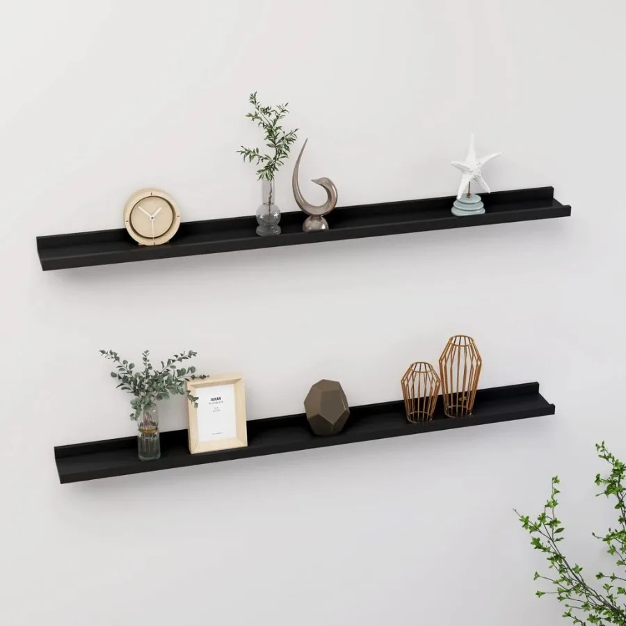 

Wall Shelves 2 pcs Black 39.4x3.5x1.2