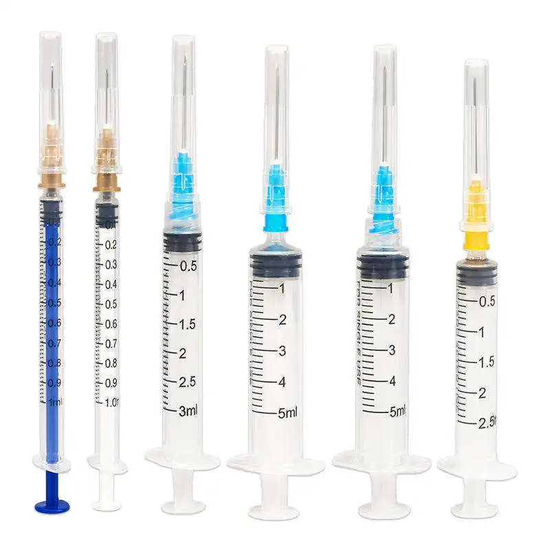 23G 100pcs/box Sterile Disposable Plastic 5ml Luer Lock Syringe Hypodermic Injection Syringe with Needles