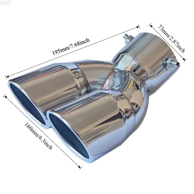 Dual Outlet Car Exhaust Pipe Tip Muffler Tip Tail Pipe Universal Stainless Steel Exhaust System Car Accessories