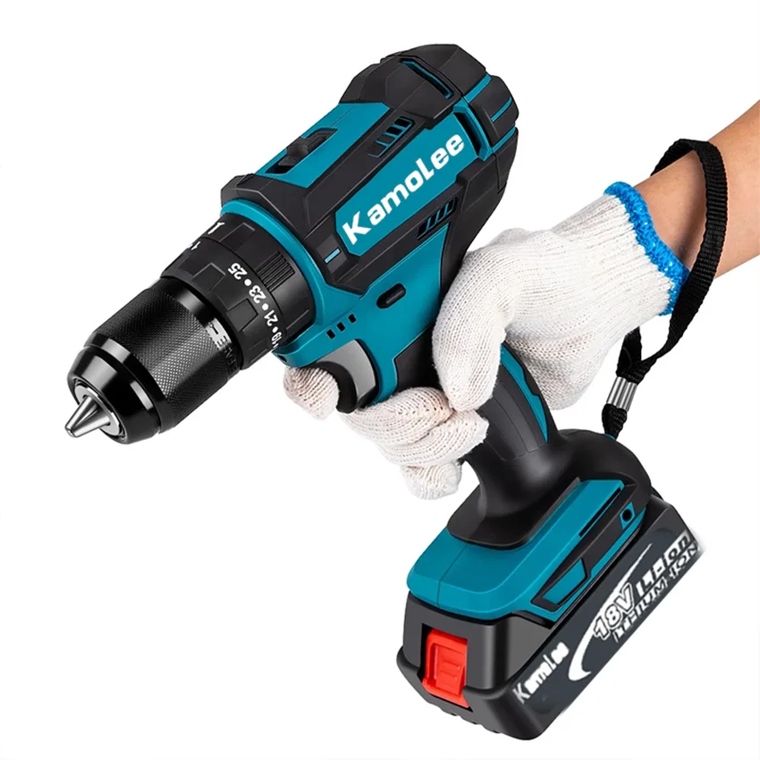 Kamolee 13mm/10mm Brush Electric Impact Drill Cordless Electric Screwdriver Home DIY Power Tools For Makita 18V Battery