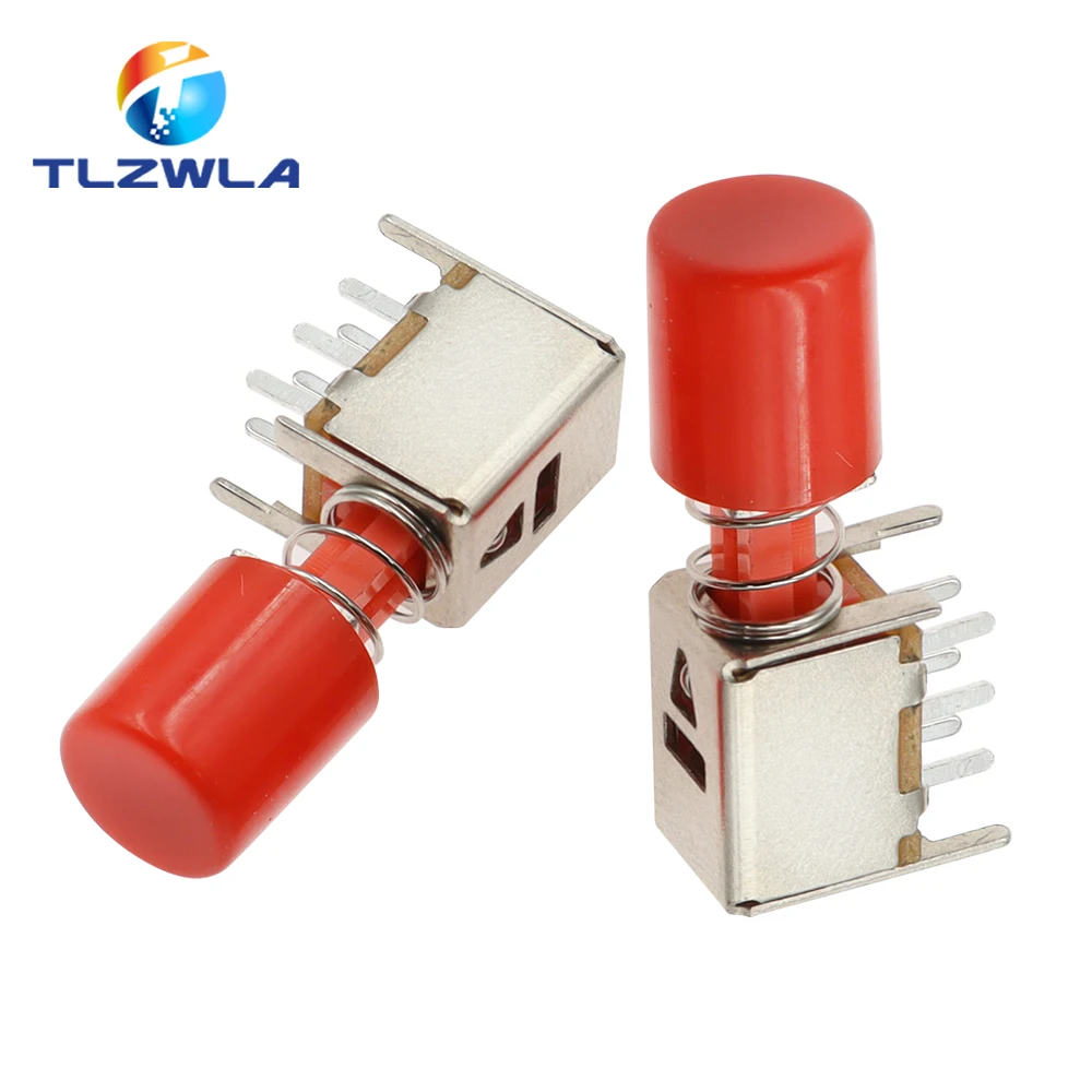 10PCS Directly key switch A03 PS-22F03 6pins self-locking Red