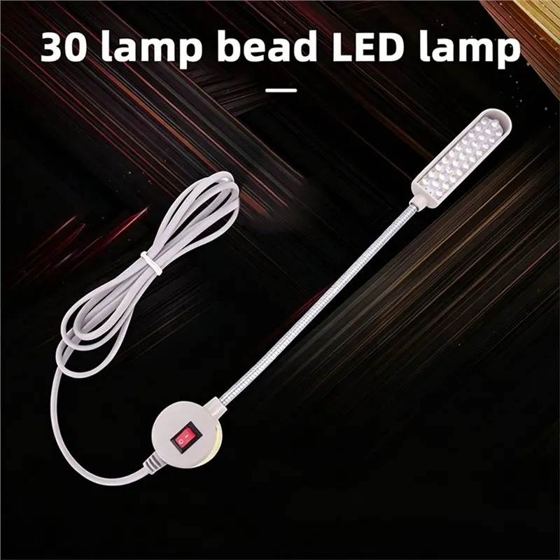 Y51A 30 LED Industrial Sewing Machine Work Light, 360° Flexible Gooseneck Lamp, 3pcs Machine Lighting Lamp for Clothing Machine