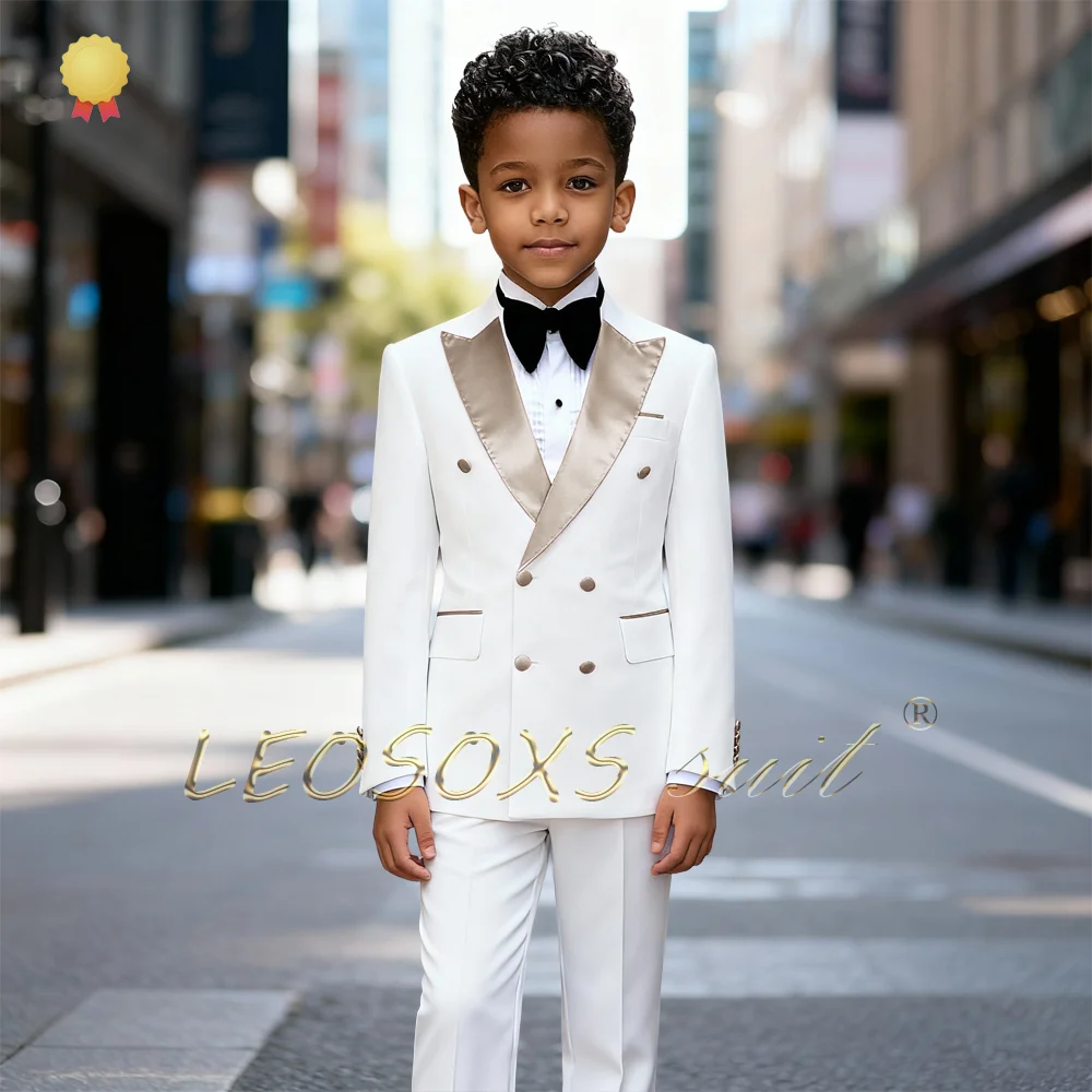 Boys' 2-Piece Formal Suit, Double-Breasted Shawl Collar, Exquisite Contrast, Suit + Trousers, Multi-Scenario Fit