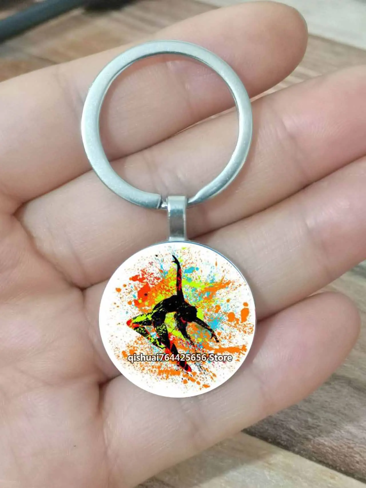 Nowy brelok do gimnastyki rytmicznej gimnastyka kaboszon szklany brelok wisiorek pamiątkowy prezent prezent dla miłośnika tańca gimnastycznego w stylu Kawaii — zdjęcie 5