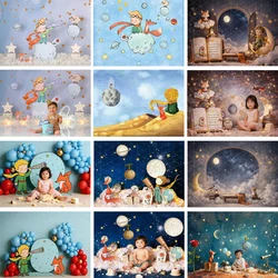 Cartoon Birthday Backdrop Kids Boy Baby Photocall Rose Moon Prince Bakckground Props Party Decor Photostudio