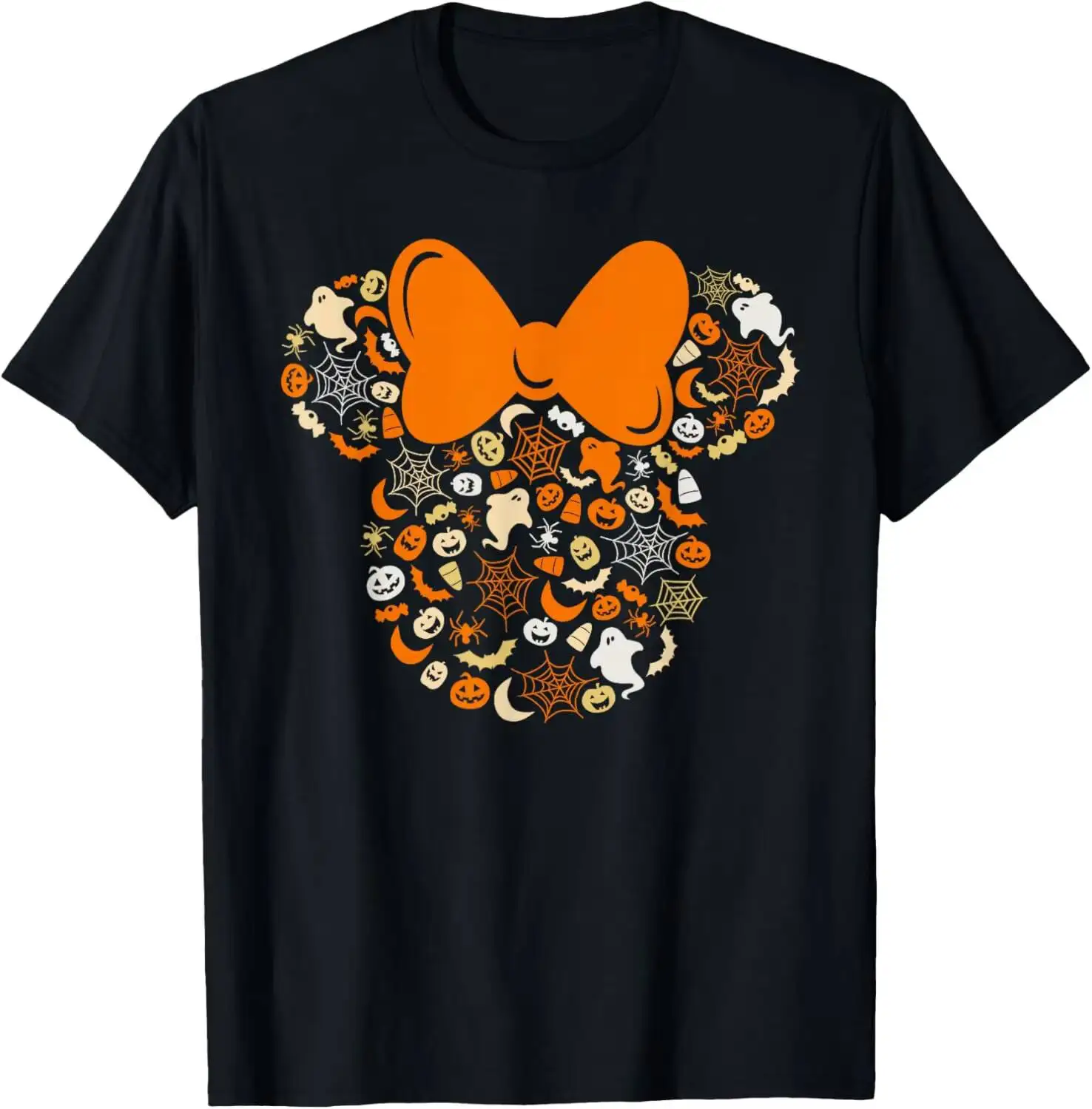 Minnie Mouse Halloween Ghosts Pumpkins Spiders T-Shirt Small Summer Short-Sleeved Breathable Sweat-Wicking Versatile Fashion