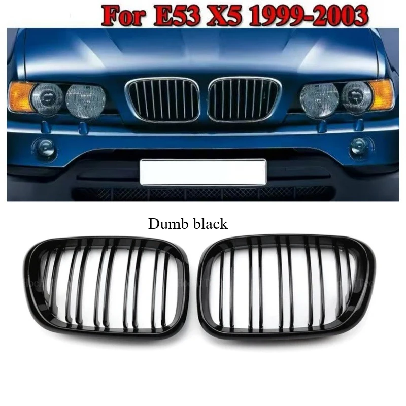 

For BMW X5E53 1999-2003Front Kidney Grille Dual Slats Double Line Dumb black ABS Replacement Upgrade Grill Cover OE51138250052\1