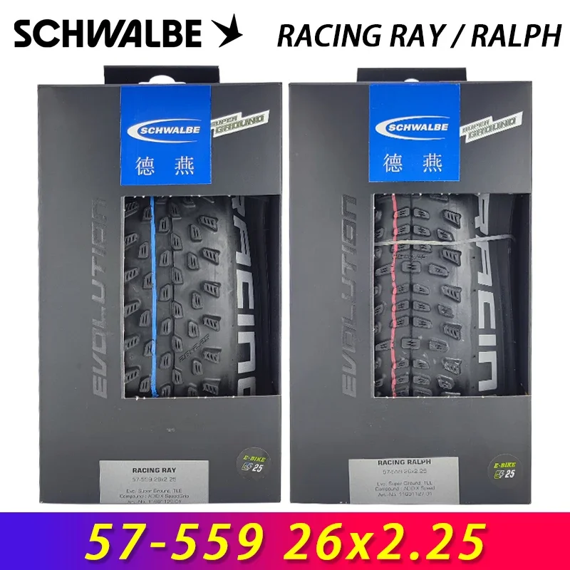 

SCHWALBE Original 26x2.25 RACING RAY/RALPH Tubeless Folding Tire for XC Road Gravel MTB Bike Off-Road Bicycle Cycling Parts