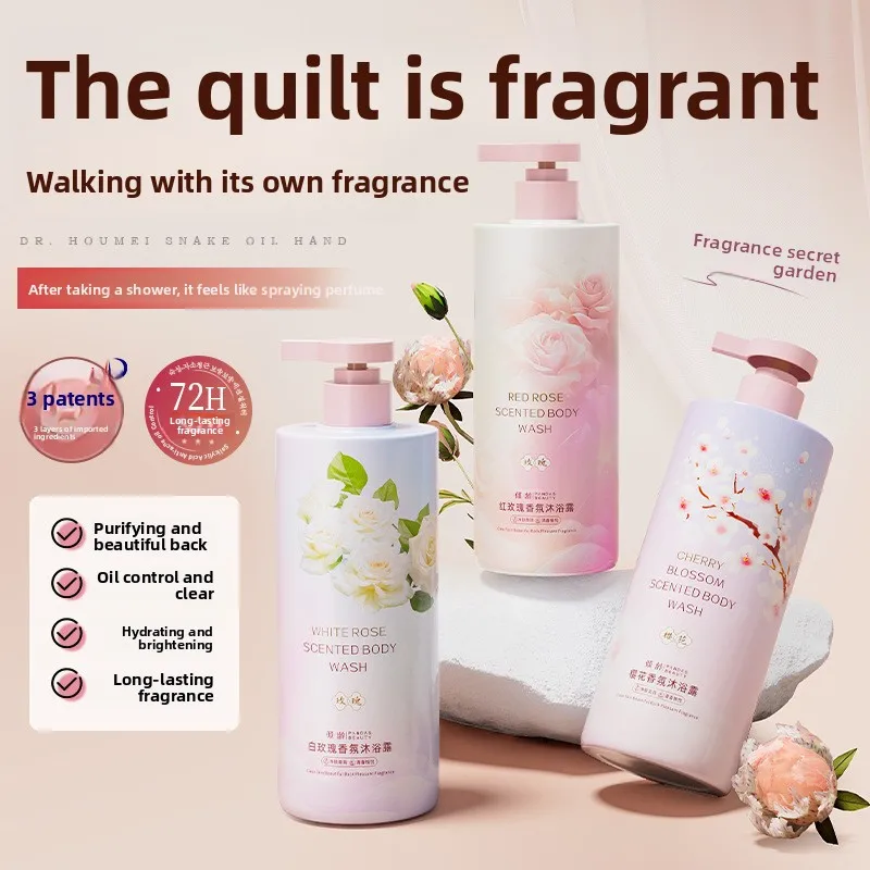 White Rose Red Rose Cherry Blossom Fragrance Body Wash 800ml Cleansing Oil Control Moisturizing Shower Gel