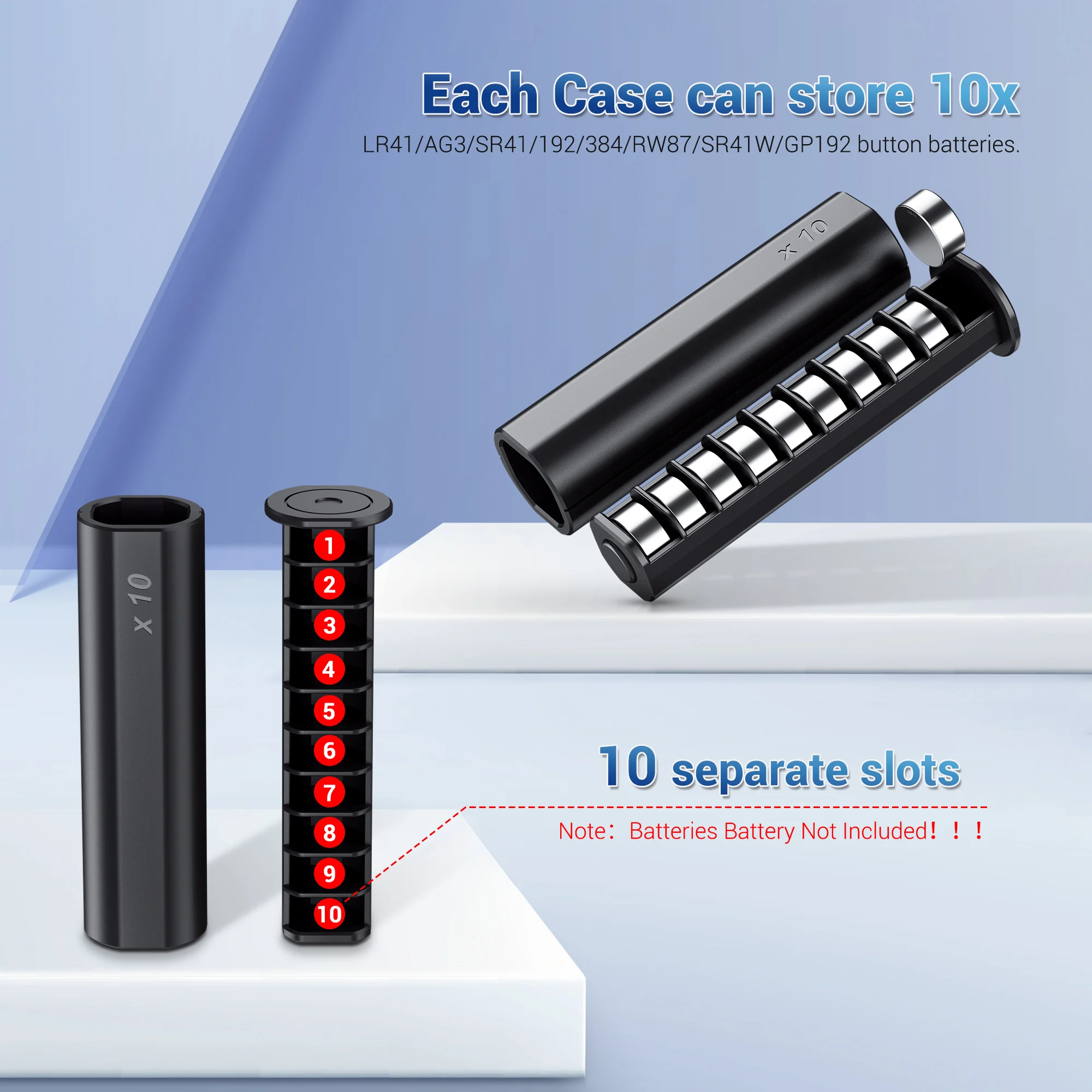 2 Pack LR41 Coin Battery Storage Box Organizer For 20x LR41/AG3/SR41/192/384/RW87/SR41W/GP192 Batteries Fit in AA Battery Slots