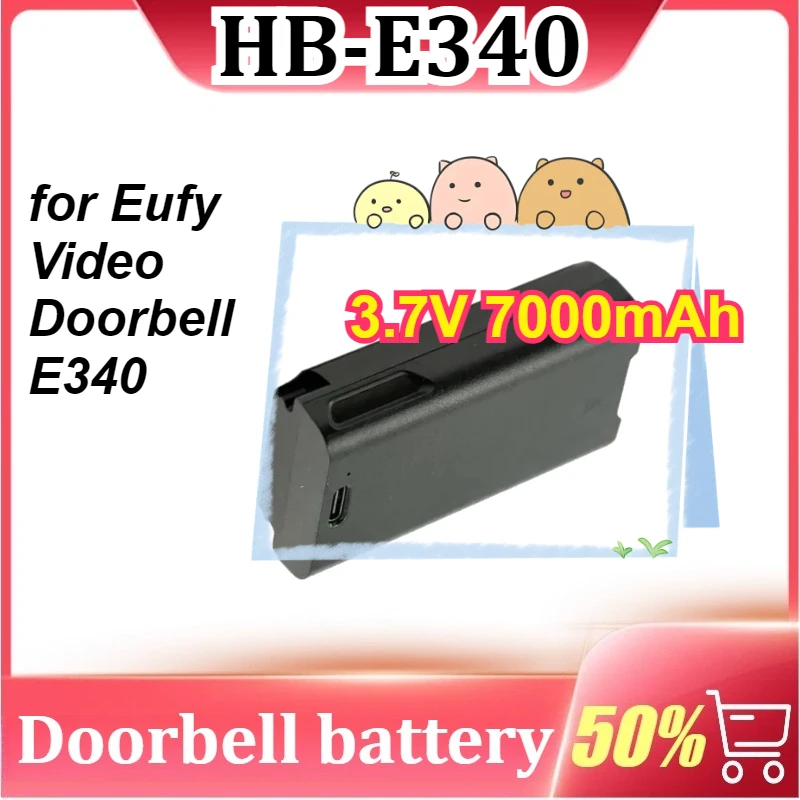 

New HB-E340 for Eufy Video Doorbell E340 3.7V 7000mAh with USB-C + free Charging cable