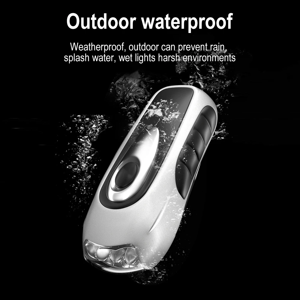 BORUiT Hand Crank Flashlight 3 LED Self Powered Charging Torch  Disaster Prevention Bright Led Lighting Camping Waterproof