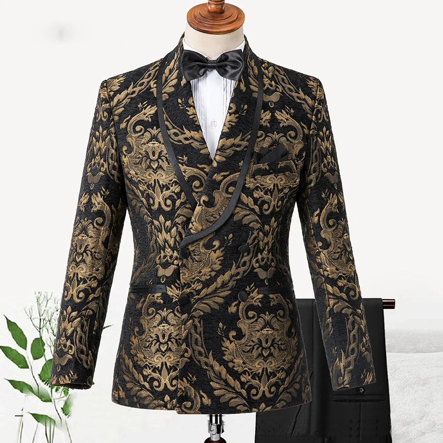 Blazer masculino com 2 peças, roupa de alta qualidade, smoking de casamento, jaqueta, casacos, roupas da moda, ternos de festa, 2024