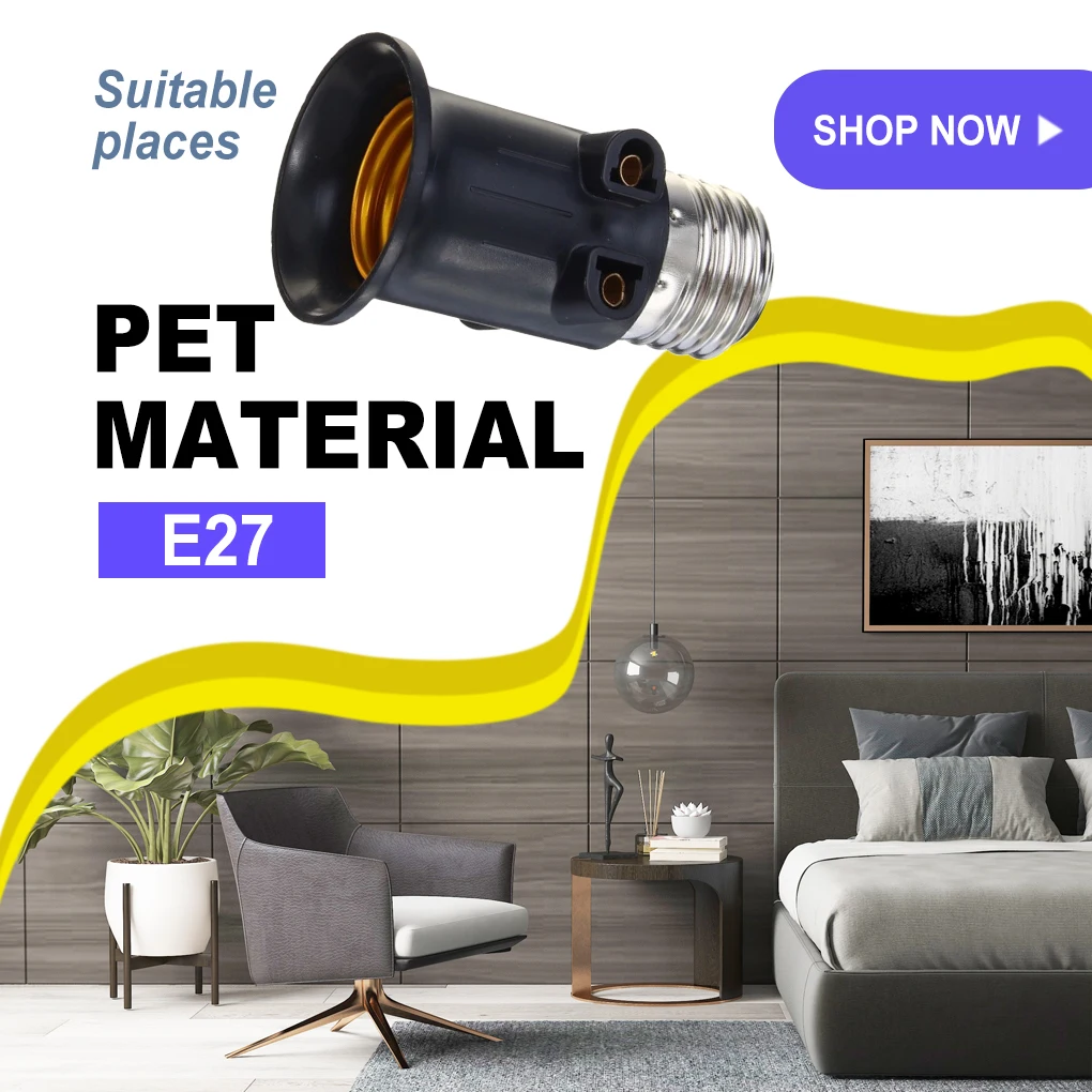 

Indoor Outdoor Light Bulb Socket Bedroom E27 PBT AC 100-240V Lightbulb Connector Holder Home Garage Lighting Supplies EU Plug