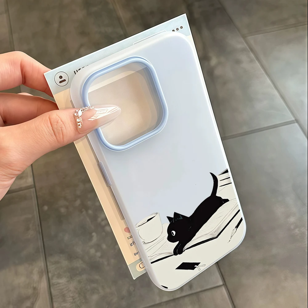 INS Cute Kitty Read Book Phone Case For Redmi 12 13C 14C 15C 5G 13 14 For Xiaomi Redmi Note 14 13 12 11 10 Pro 4G Silicone Funda view 6