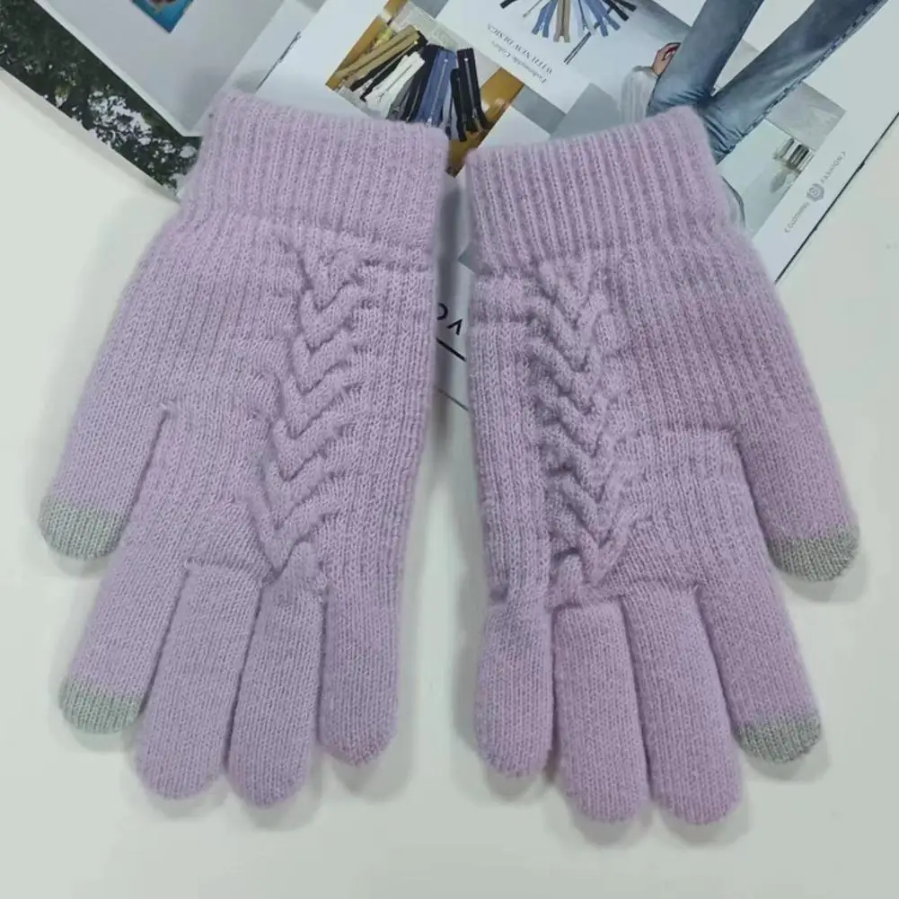 Winter Warm Gloves Winter Warm Touch Screen Gloves for Women Windproof Thickened Cold Riding Gloves 2 Pairs Full Finger Gloves