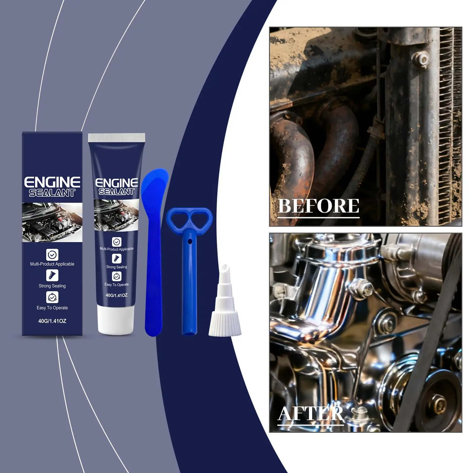 2Pcs High Performance Engine Sealant for Car Motorcycle Strong Seal Waterproof Fast Drying Safe Odorless for Maintenance Engine