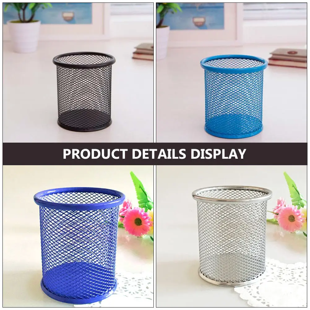 Metal Pen Holder Set – Round Desktop Storage Box for Pencils, Pens & Office Stationery – Random Color