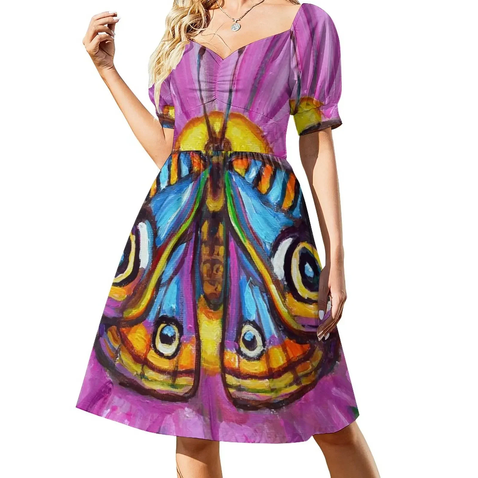 Butterfly and Painted Daisy Painting Sleeveless Dress elegant women's sets women's dresses luxury