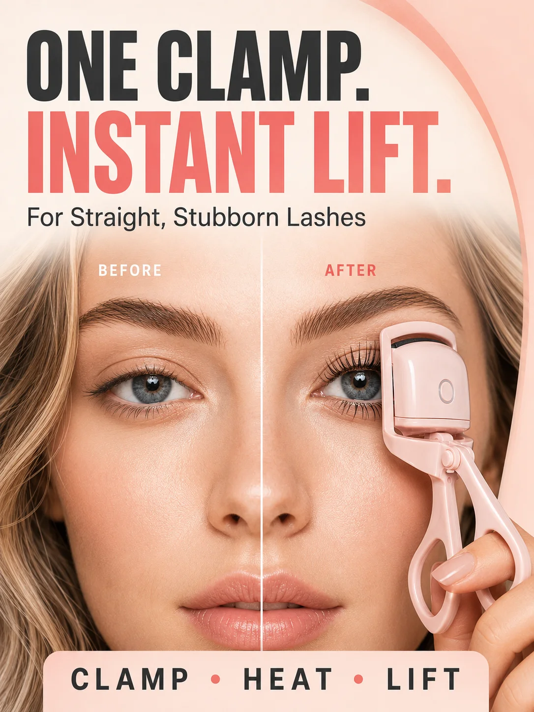 Recourbe-cils chauffant électrique rechargeable USB-C, 2 réglages de chaleur, pour des boucles naturelles longue durée sur les cils raides et rebelles