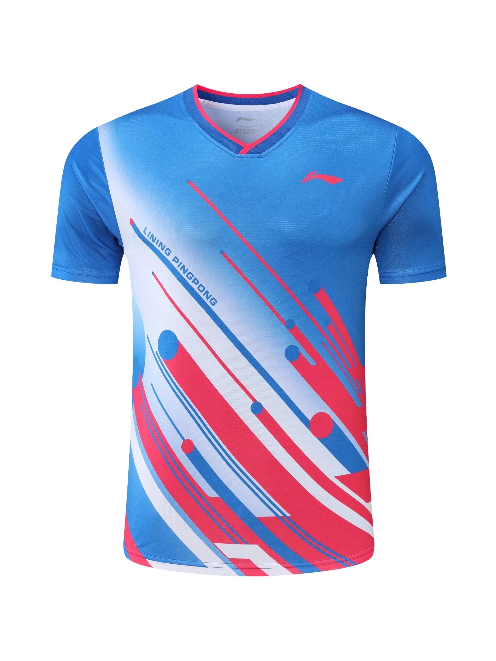 Custom men's and women's table tennis T-shirt quick drying breathable V-neck badminton T-shirt skin friendly team custom