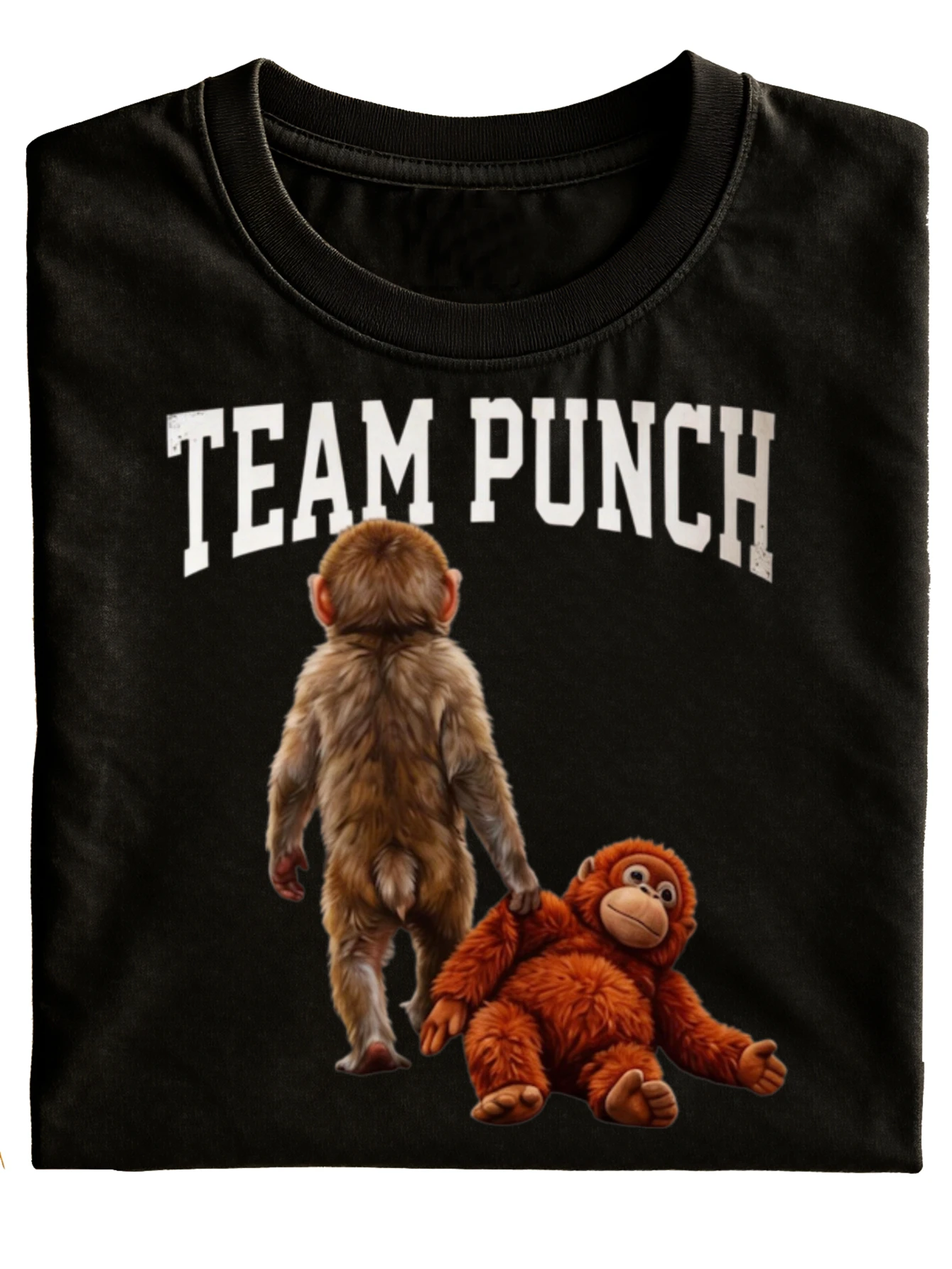 Team Punch Presents a Humorous And Stylish Black T-Shirt Featuring a Graphic of a Monkey And an Orangutan. This Casual Wear Is Perfect for Holidays And Is Made from, Plus Size