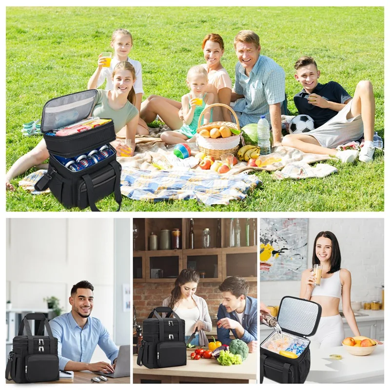 

Insulated Lunch Bag For Men & Women Dual Compartment Tote For Work, Picnic, Outdoors