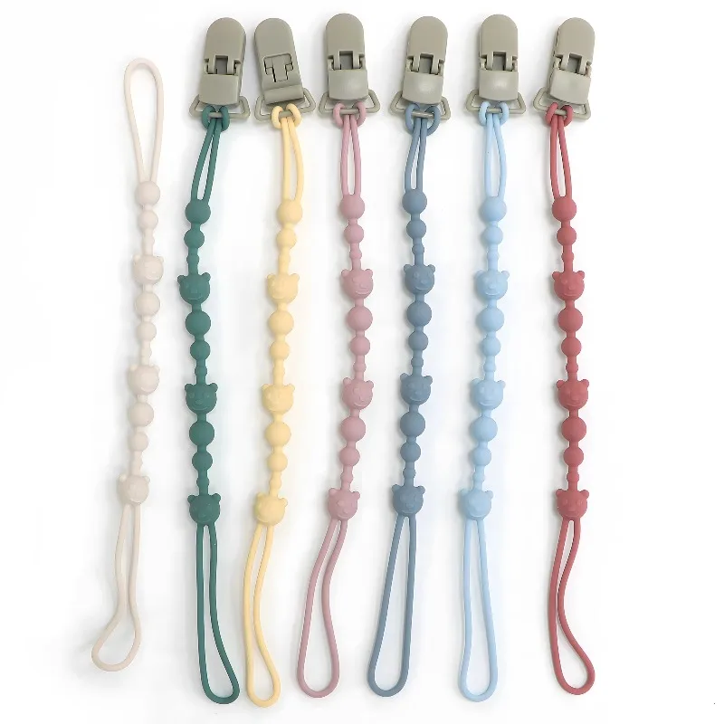 1pc Multifunction Bear Silicone Anti Loss Chain Baby Pacifier Chain Toy Anti Loss Chain Clip Clothes Anti Fall Hanging Rope