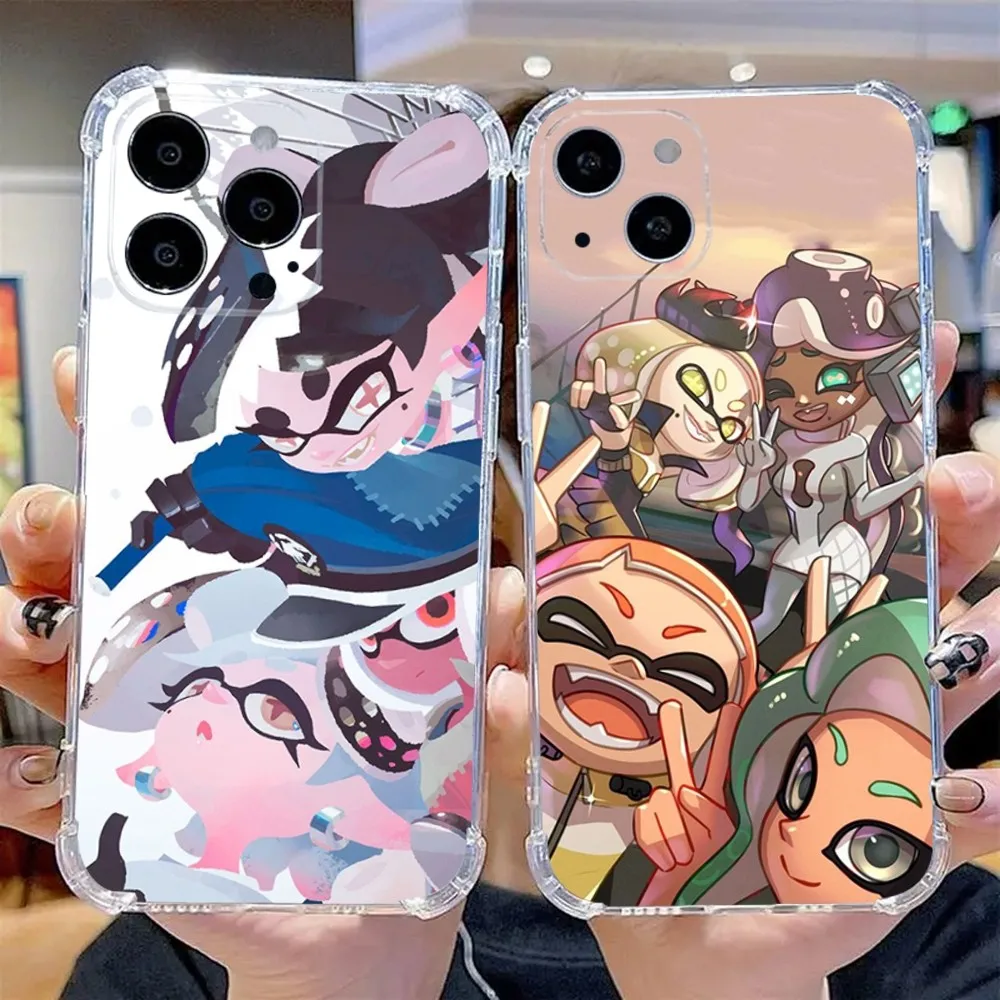 Game S-Splatoon Phone Case For iPhone 15,14,13,12,11 Plus,Pro,Max,XR,XS,X,7,8 Plus,SE,Mini Transparent Silicone Soft