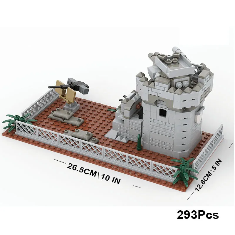 Military Base Desert City Gate Turret Observation Tower Compatible with Lego Small Brick Building Blocks Children's Toy Collection Model