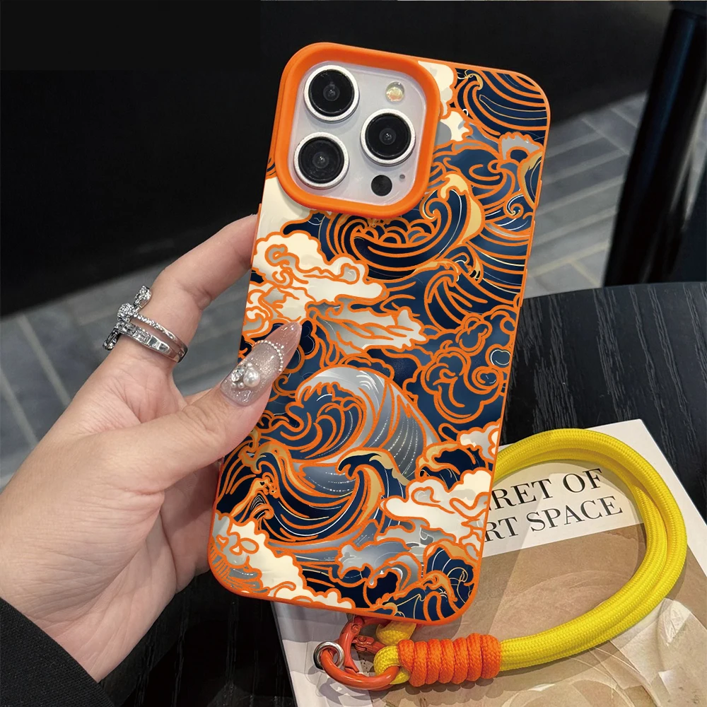 Phone Cases With Straps - Ukiyo E Waves Strap Rope Handyhülle