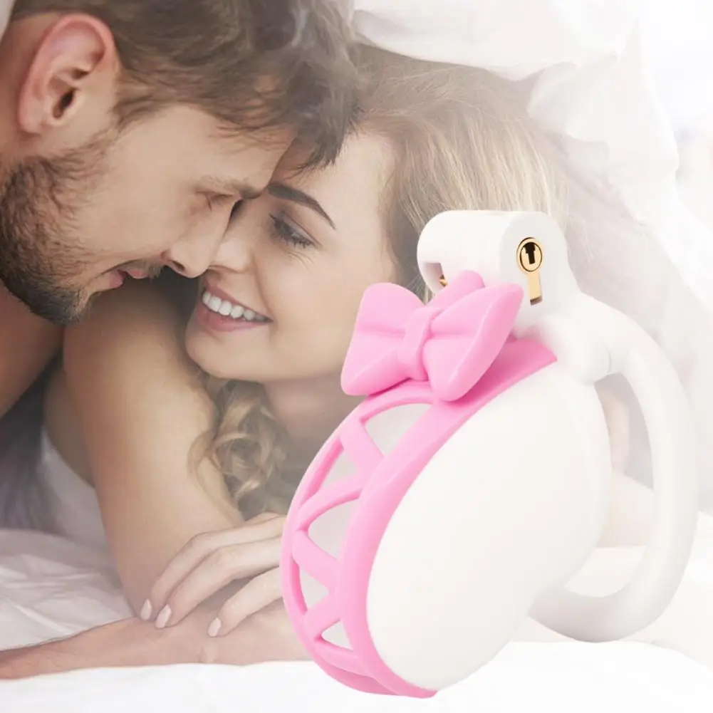 القوس الوردي أقفاص العفة سيسي مثلي الجنس نغمتين الحرفية العفة سيسي أقفال جهاز الهروب واقية العفة الغش واقية أقفال الزائفة B0Z8 #5