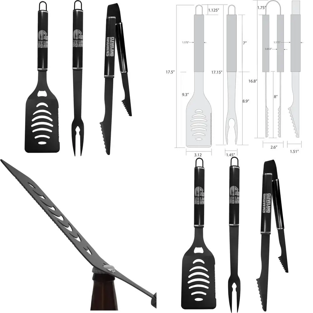

Cleveland Browns 3-Piece Black Monochromatic Barbecue Set