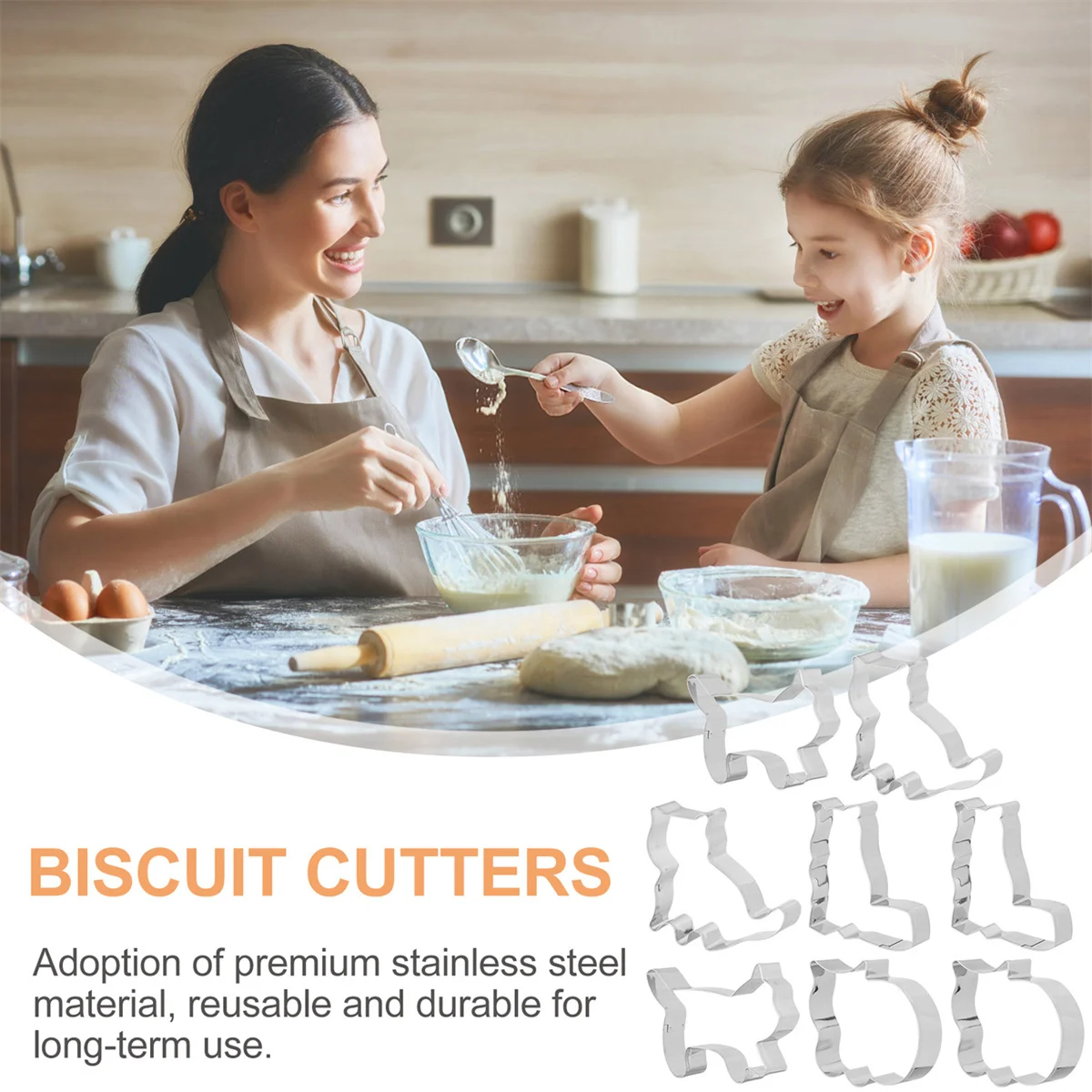 

4Pcs Cat Cookie Cutter Baking Molds Stainless Steel Safe Non-Injury Smooth Edges for Creative Biscuit Cake Stamps