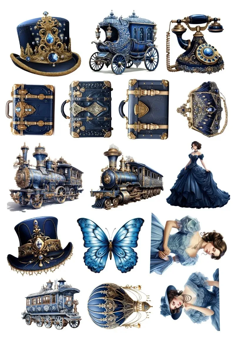 16pcs Cute Self-made Retro Victorian Steampunk Girl Stickers Scrapbooking Decorative DIY Craft Photo Albums Journaling