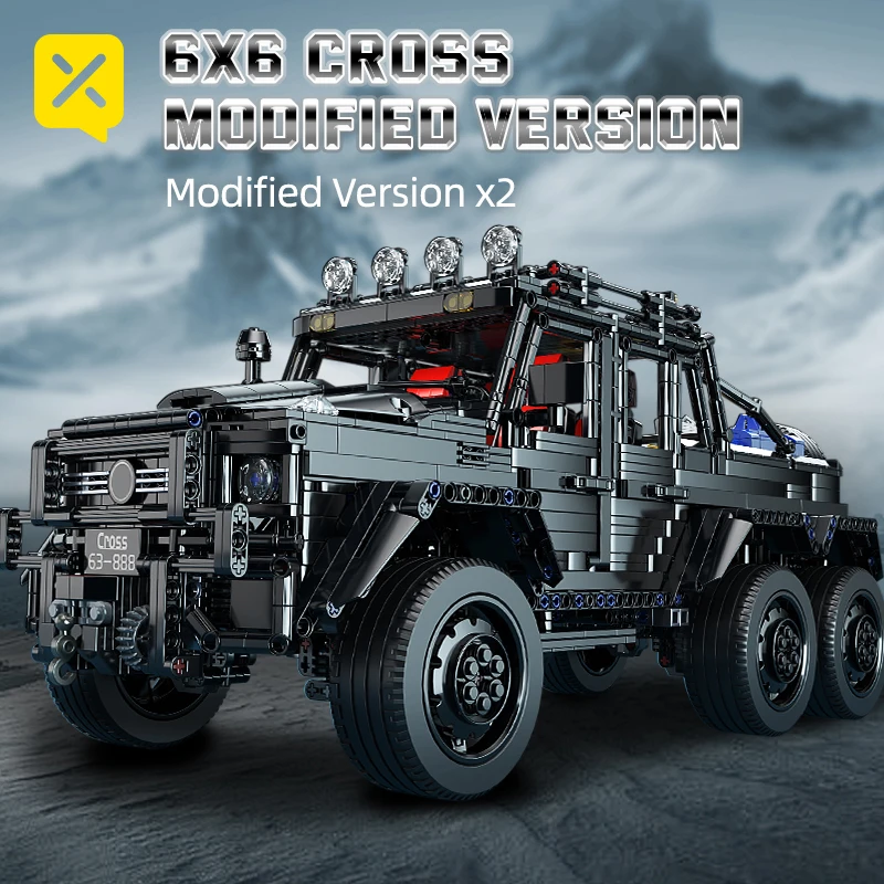 ToylinX Off-Road SUV Black Kits 1/8 Schaal Pickup Truck Auto Uitdaging Bouwstenen Cadeau voor Technische Liefhebbers Volwassenen